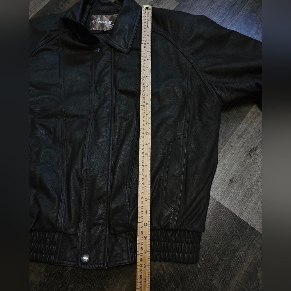 Vintage Cougar Men's Brown Leather Bomber Jacket, Size Large - Picture 8 of 15